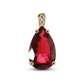 Pendentif Or Jaune 750 serti d une Tourmaline Rose AAA Poire 14x9mm 3 diamants Dimensions du pendentif : 19x9mm Poids Tou...