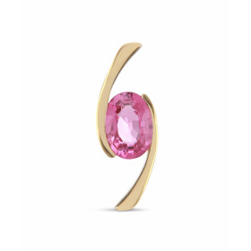 Pendentif Or Jaune 750 Tourmaline rose ovale 8x6mm. Tourmaline rose ovale de 8x6mm (1,2 carat). Serti demi clos. Dimension...