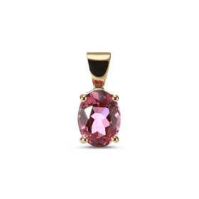 Pendentif Or Jaune 750 Tourmaline Rose Ovale 8x6mm. Tourmaline ovale de 8x6mm (1.15 carat). Dimensions du pendentif (béliè...