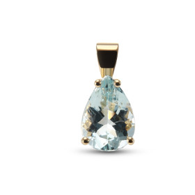  Pendentif Or Jaune 750 serti d une Aigue Marine Pierre taille poire 11 x 8 mm (2.2 carats) Serti à 4 griffes Dimensions d...