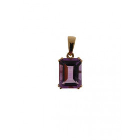 Pendentif Or 750 Améthyste serti d'une pierre de 9x6mm, hauteur totale : 16mm