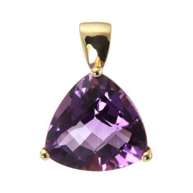  Pendentif Or Jaune 750 serti d une Améthyste Trillion 14x14mm (9 carats) Serti à griffes Dimensions du pendentif (bélière...