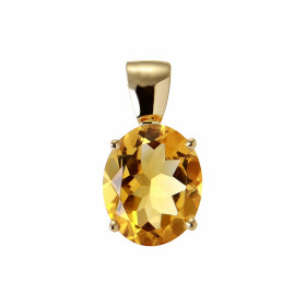 Pendentif en Or Jaune serti d&#39;une Citrine ovale de 12 x 10mm (4.1 carats). Dimensions du pendentif (bélière incluse): ...