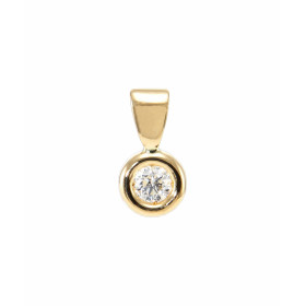 Pendentif en Or Jaune 750 serti d&#39;un Diamant rond de 3.5mm de diamètre. Dimensions du pendentif (bélière incluse) : 13...