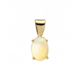 Pendentif en Or Jaune 750 et Opale. Ce pendentif est serti d&#39;une Opale ovale facettée de 8x6mm (0,8 carat). Dimensions...