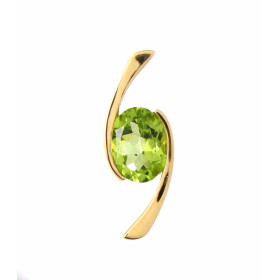  Pendentif Or jaune serti d un Péridot ovale 8x6mm (1,20 carats) Dimensions du pendentif : 20x8mm 