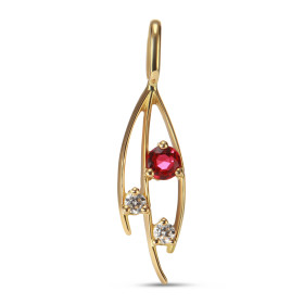 Pendentif Or Jaune serti d un rubis 2 diamants Dimensions du pendentif : 27x8mm Poids Diamant : 0,11 carats Qualité Diaman...
