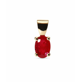 Pendentif Or Jaune Rubis Ovale 7x5mm Serti Griffes