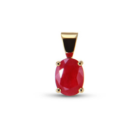  Pendentif Or Jaune serti d un Rubis ovale 8x6mm (1,4 carat) Dimensions du pendentif : 15 x 6 mm 