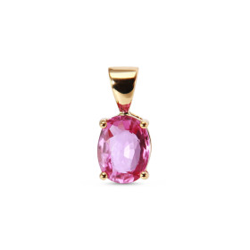 Pendentif Or Jaune Saphir Rose Ovale 8x6mm