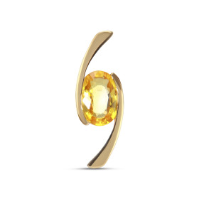Pendentif Or Jaune 750 serti d un saphir jaune traité ovale La pierre mesure 8x6mm pèse 1,27 carat Elle est maintenue par ...