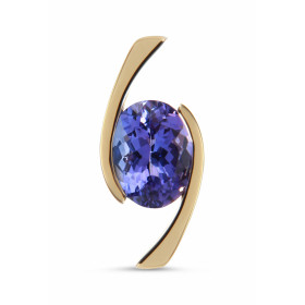  Pendentif Or jaune serti d une Tanzanite ovale 10x8mm (3carats) Dimensions du pendentif : 22x10mm 