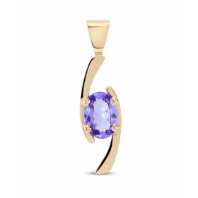 Pendentif or Jaune serti d une Tanzanite ovale 7 x 5 mm (0,75 carat) Dimensions du pendentif : 23 x 6 mm 