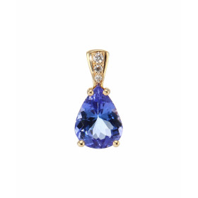 Pendentif Or jaune Tanzanite poire 9x7mm et diamants