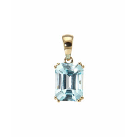 Pendentif Or 750 Topaze Bleue serti d une pierre 9x6mm, hauteur totale : 16mm