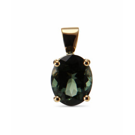 Pendentif en Or Jaune serti d&#39;une Tourmaline verte ovale de 10 x 8 mm (2,6 carats). Dimensions du pendentif (bélière i...