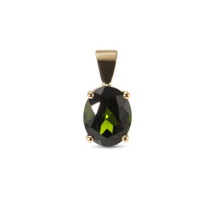  Pendentif Or Jaune serti d une Tourmaline verte ovale 9x7mm (1.8 carat) Dimensions du pendentif (bélière incluse) : 15 x ...