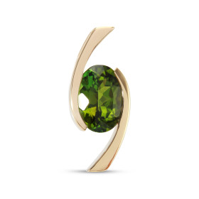  Pendentif Or Jaune 750 serti d une Tourmaline Verte Ovale 10x7mm (2.15 carats) Dimensions du pendentif (bélière incluse) ...