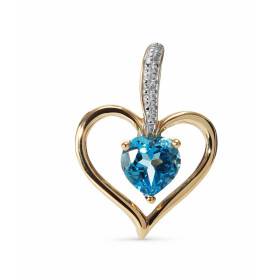 Pendentif coeur Topaze Bleue diamant Or 750 2 tons Ce pendentif est serti d une Topaze Bleue taillée coeur mesurant 6x6mm ...