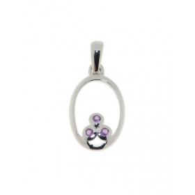 Pendentif Ovale Argent et 3  Améthystes