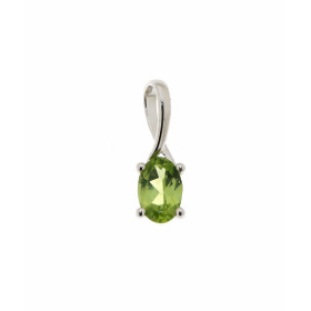 Pendentif Péridot Or Blanc 375 Jolie monture bélière croisée La pierre forme ovale mesure 6x4mm Elle est maintenue sur cet...