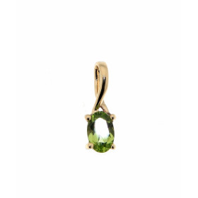 Pendentif Péridot Or Jaune 375 Jolie monture bélière croisée La pierre forme ovale mesure 6x4mm Elle est maintenue sur cet...