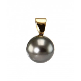  Pendentif Perle Tahiti 10mm montée sur Or Jaune 750 Perle 10mm diamètre Dimensions du pendentif (bélière incluse) : 16x9mm 