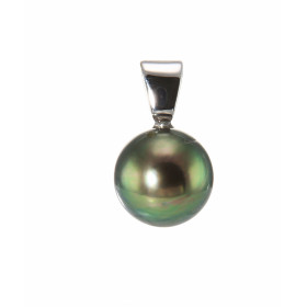 Pendentif Perle de Tahiti 9.5mm montée sur Or Blanc 750. Perle de 9.5mm de diamètre. Dimensions du pendentif (bélière incl...
