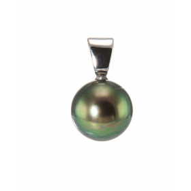  Pendentif Perle Tahiti 9.5mm montée sur Or Blanc 750 Perle 9.5mm diamètre Dimensions du pendentif (bélière incluse) : 16x...