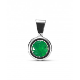  Pendentif Pneu Or Blanc 750 Emeraude Ronde Pendentif Or Blanc 750 serti d une émeraude ronde 5mm diamètre (0,45 carat) Di...