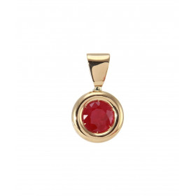 Pendentif Pneu Or Jaune 750 Rubis Rond Pendentif Or Jaune 750 serti d un Rubis rond 4.8mm diamètre (0,6 carat) Dimensions...