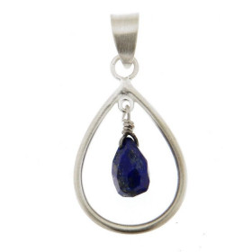 Pendentif Argent 925 Lapis Lazuli Ce pendentif forme poire a une petite pierre pendante son centre Cette petite poire face...