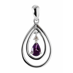  Pendentif Poire Or blanc 375 Améthyste Diamant Monture Or blanc 375 (9 carats) forme poire Une Améthyste taille poire 6x4...
