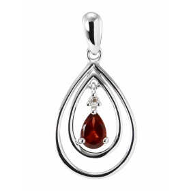  Pendentif Poire Or blanc 375 Grenat Diamant Monture Or blanc 375 (9 carats) forme poire Un grenat taille poire 6x4mm (0.3...