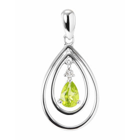 Pendentif Poire Or Blanc 375 Péridot Diamant Monture Or Blanc 375 (9 carats) forme poire Un péridot taille poire 6x4mm (0....