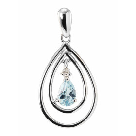  Pendentif Poire Or blanc 375 Topaze bleue Diamant Monture Or blanc  375 (9 carats) forme poire Une Topaze taille poire 6x...