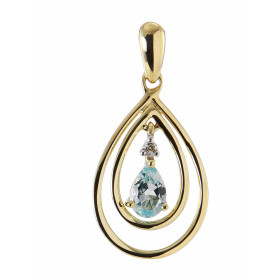 Pendentif Poire Or jaune 375 Topaze et Diamant