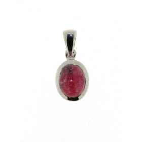 Pendentif Argent 925 Rhodonite serti d'une pierre de 9x7mm. Hauteur avec bélière : 20mm