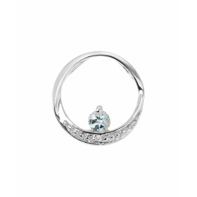 Pendentif Rond Or blanc 375 Aigue Marine 3mm Monture Or blanc 375 (9 carats) sertie d une pierre ronde 3mm (0.10 carat) Di...