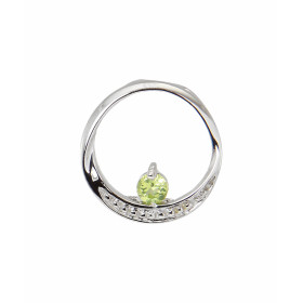 Pendentif Rond Or blanc 375 Péridot 3mm Monture Or blanc 375 (9 carats) sertie d une pierre ronde 3mm (0.10 carat) Diamètr...