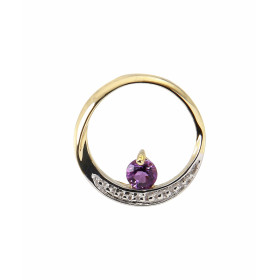 Pendentif Rond Or jaune 375 Améthyste 3mm Monture Or jaune 375 (9 carats) sertie d une pierre ronde 3mm (0.10 carat) Diamè...