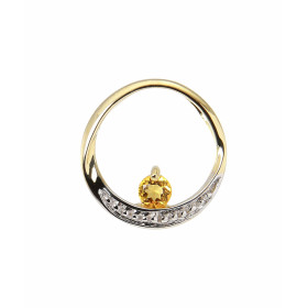 Pendentif Rond Or jaune 375 Citrine 3mm Monture Or jaune 375 (9 carats) sertie d une pierre ronde 3mm (0.10 carat) Diamètr...