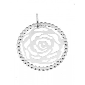 Pendentif Rose Argent 925 rhodié Diamètre du motif : 30mm Dimensions du pendentif : 37x30mm