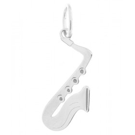Pendentif argent motif saxophone Dimension motif : 7x28 mm Longueur totale (bélière comprise) : 2,8 cm