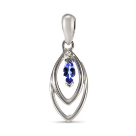 Pendentif Or Blanc 375 Tanzanite Diamant La Tanzanite est taillée forme marquise mesure 4x2mm Un diamant 0.003 carat relèv...