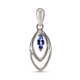 Pendentif Tanzanite  Marquise 4x2mm et  Diamant Or Blanc 375 