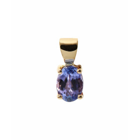  Pendentif Or Jaune serti d une Tanzanite ovale 7x5mm (0,83 carat) Dimensions du pendentif (bélière incluse) : 13 x 5 mm 