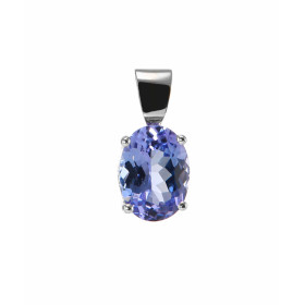  Pendentif Or Blanc 750 serti d une Tanzanite ovale 8x6mm (1,25 carat) La pierre est maintenue par un serti à 4 griffes Le...