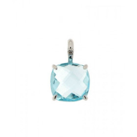 Pendentif Topaze Bleue Traitée Diamant Or 750 La Topaze Bleue est taillée coussin mesure 8x8mm Elle est maintenue sur ce p...