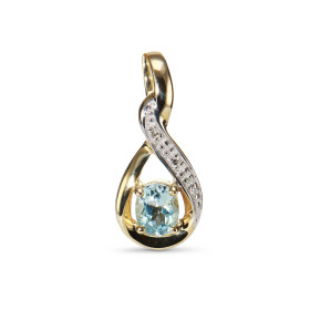 Pendentif Topaze Bleue Traitée Or Jaune 375 La pierre centrale forme ovale mesure 5x3mm Elle est maintenue sur cette montu...